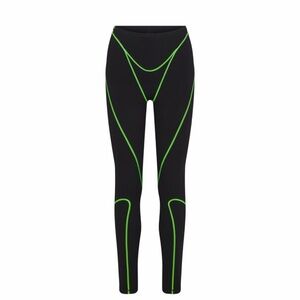 SKIMS Black Leggings with Neon Green Trim
